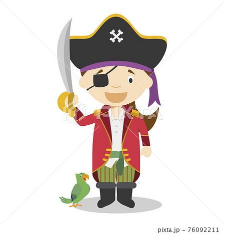 Cute cartoon vector illustration of a pirate. Women Professions Series 76092211
