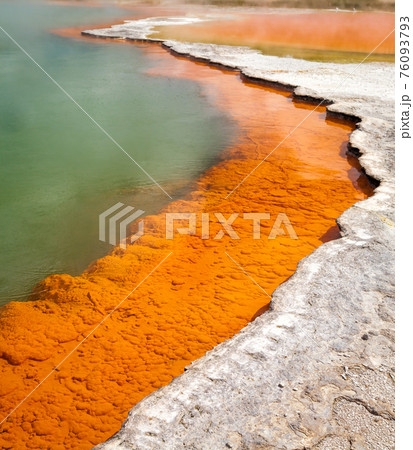 Champagne Pool at Wai-O-Tapu  geothermal area in  New Zealand 76093793