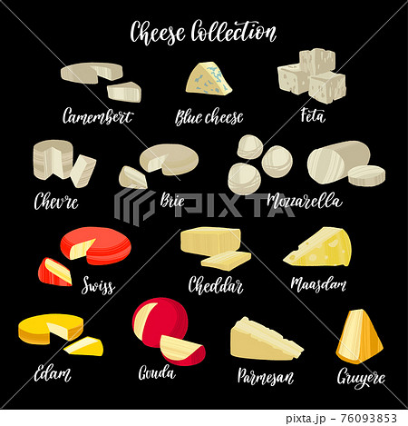 Cheese collection. Different kinds of delicious...のイラスト素材