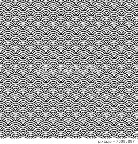 シンプルな和風パターン 青海波 白黒のイラスト素材