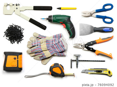Drywall tools isolated Drywall tools isolated 76094092