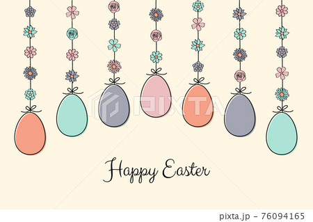 Colourful Easter eggs. Concept of greeting card. Vector 76094165