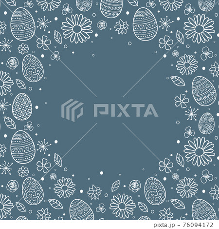 Easter background with cute with decorative eggs and flowers. Vector Easter background with cute with decorative eggs and flowers. Vector 76094172