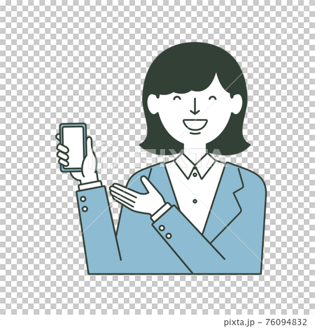 A woman in a suit guiding her smartphone A woman in a suit guiding her smartphone 76094832