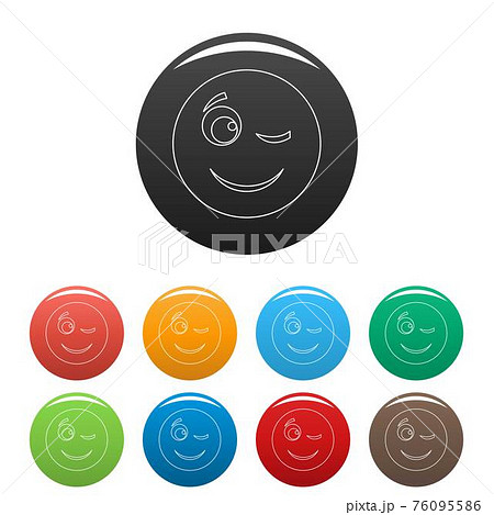 Winks smile icons color set 76095586