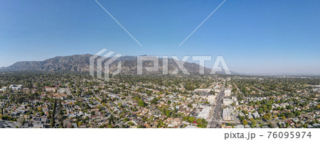 Aerial view above Pasadena neighborhood in California Aerial view above Pasadena neighborhood in California 76095974