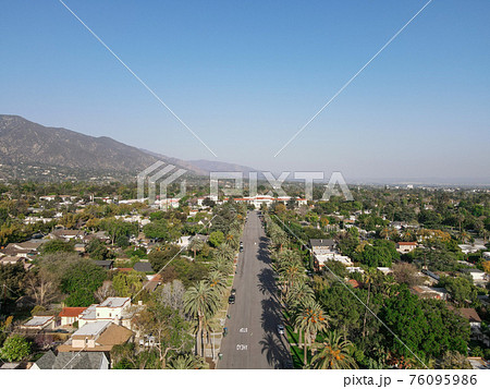 Aerial view above Pasadena neighborhood in California Aerial view above Pasadena neighborhood in California 76095986