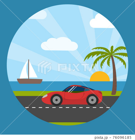 Sports car on the seaside Sports car on the seaside 76096185
