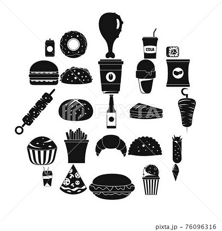 Fast food icons set, simple style 76096316