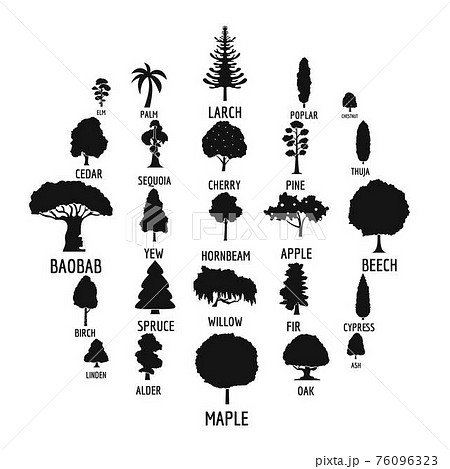Tree icons set, simple style 76096323
