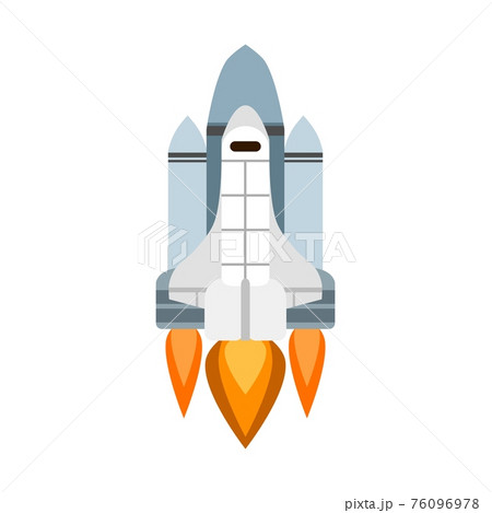 space shuttle with fire on white background vector 76096978