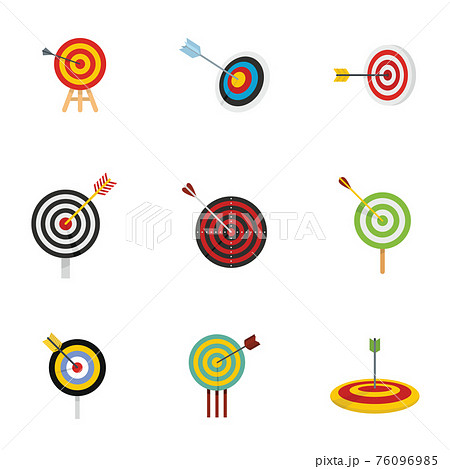 Target with arrow icons set, flat style Target with arrow icons set, flat style 76096985