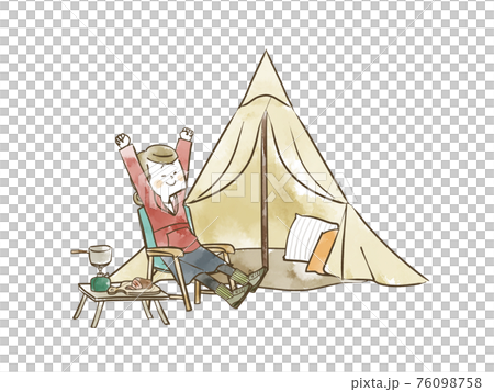 ソロキャンプを楽しむ女性 ソロキャンプを楽しむ女性 76098758