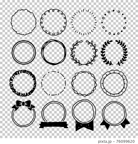 手描き風 使いやすいミニフレームのイラストセット ライン 線画