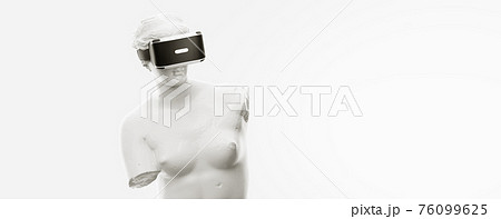 VR headset, future technology concept banner. 3d render of the white statue, woman wearing virtual reality glasses on white background. VR games. Thanks for watching VR headset, future technology concept banner. 3d render of the white statue, woman wearing virtual reality glasses on white background. VR games. Thanks for watching 76099625