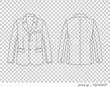 メンズジャケット　二つボタン　袖口ボタン　ハンガーイラスト 76099807