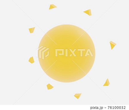 左を向く黄色の熱い太陽3dのイラスト素材