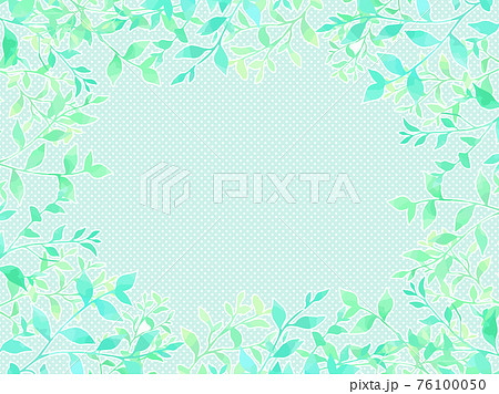 水彩風グリーンのイラストフレーム 76100050