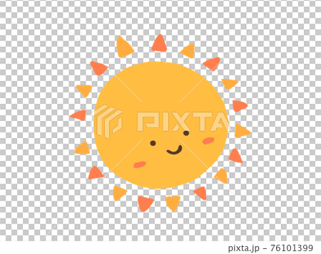 かわいい笑顔の太陽/手書きイラスト素材 かわいい笑顔の太陽/手書きイラスト素材 76101399