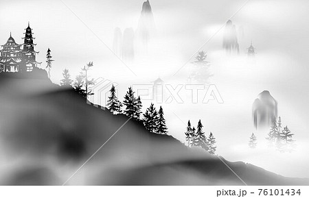 Chinese ink and water landscape painting banner background Chinese ink and water landscape painting banner background 76101434