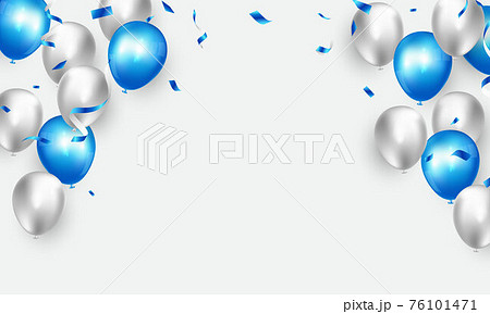 Celebration party banner with Blue color balloons background. Sale Vector illustration. Grand Opening Card luxury greeting rich. 76101471