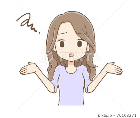 ロングヘアの女性　呆れた表情 上半身 76103271