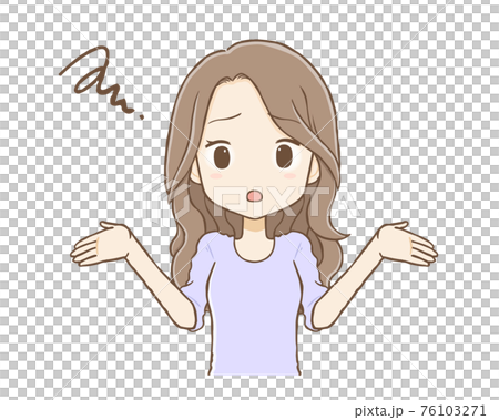 ロングヘアの女性　呆れた表情 上半身 76103271