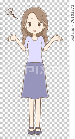 Long-haired woman with a stunned look Long-haired woman with a stunned look 76103272