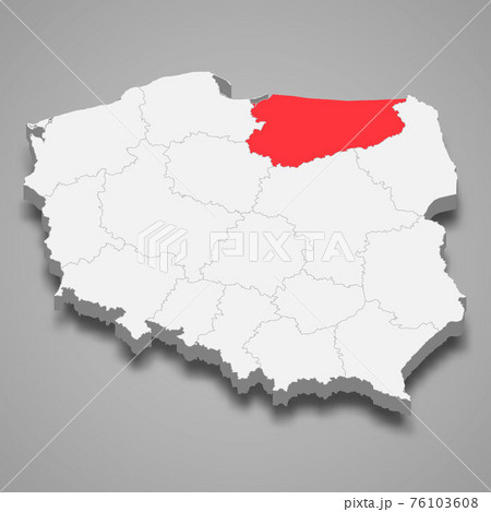Warmia-Masuria region location within Poland 3d map Warmia-Masuria region location within Poland 3d map 76103608