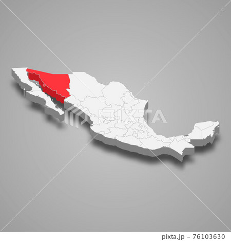 Sonora region location within Mexico 3d map 76103630