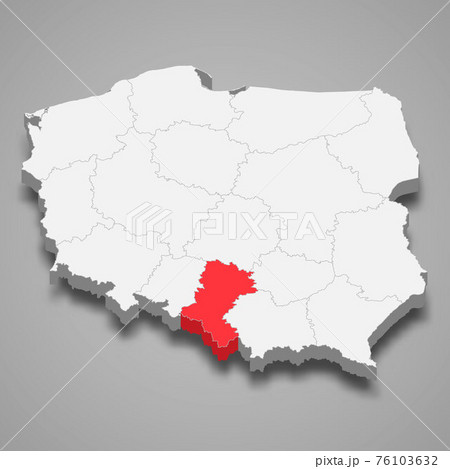 Silesia region location within Poland 3d map 76103632