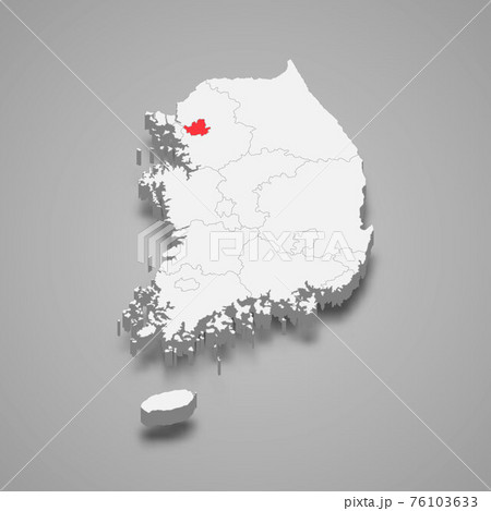 Seoul region location within South Korea 3d isometric map 76103633