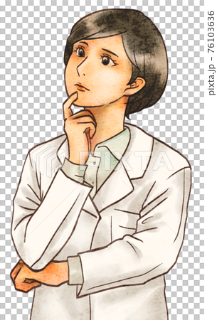疑問を感じる女性医師 76103636