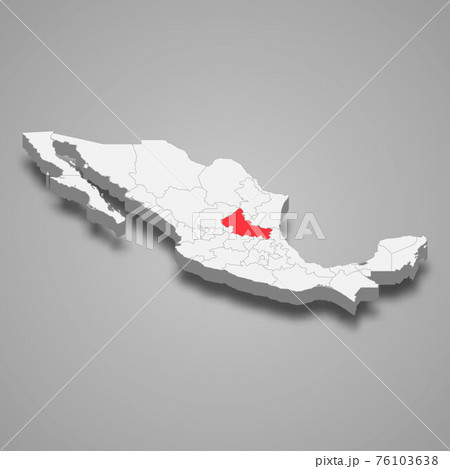 San Luis Potosi region location within Mexico 3d map 76103638