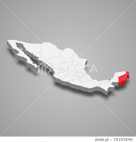 Quintana Roo region location within Mexico 3d map 76103640