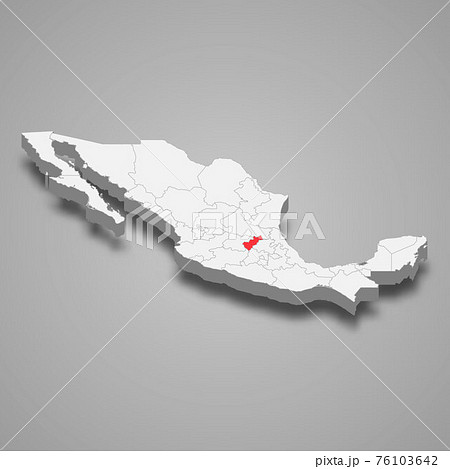 Queretaro region location within Mexico 3d map 76103642