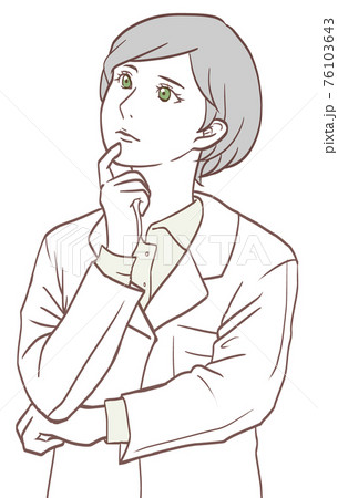 疑問を感じる女性医師（シンプルカラー） 76103643