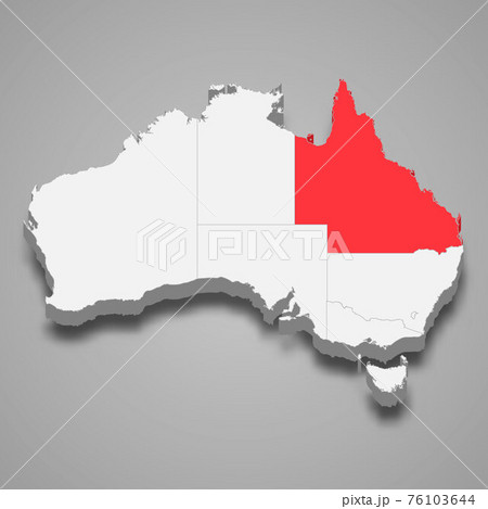 Queensland region location within Australia 3d map 76103644