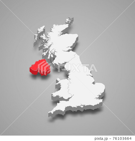 Northern Ireland region location within United Kingdom 3d isomet 76103664