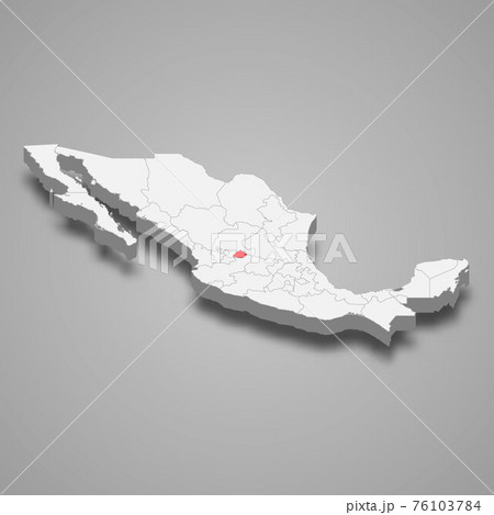 Aguascalientes region location within Mexico 3d map 76103784