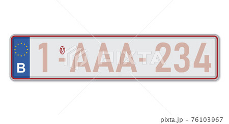 Car number plate. Vehicle registration license of Belgium Car number plate. Vehicle registration license of Belgium 76103967
