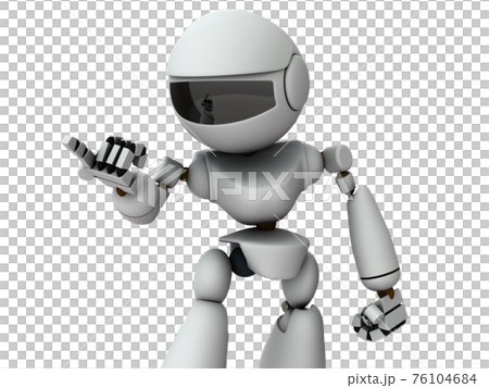 相手を詰問する人工知能のロボット。白バック。3Dレンダリング。 76104684