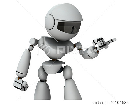 相手を詰問する人工知能のロボット。白バック。3Dレンダリング。 76104685