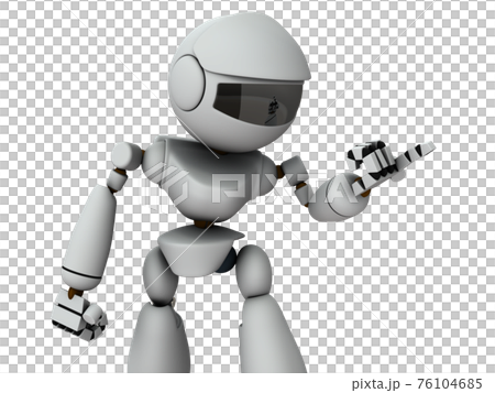 相手を詰問する人工知能のロボット。白バック。3Dレンダリング。 76104685