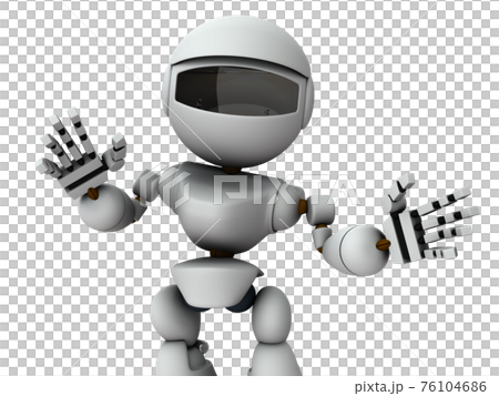 親切に話しかける人工知能のロボット。3Dレンダリング。白バック。 親切に話しかける人工知能のロボット。3Dレンダリング。白バック。 76104686