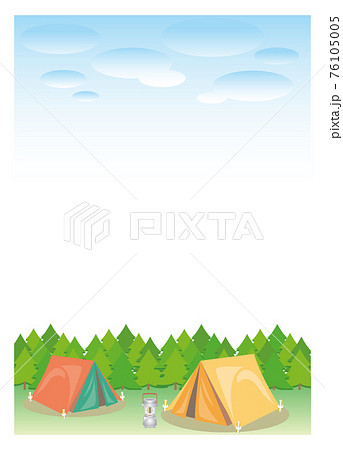 アウトドア 森のキャンプ 縦型のイラスト素材 76105005 Pixta
