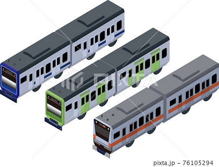 電車 セット 中央線 山手線 横須賀線のイラスト素材