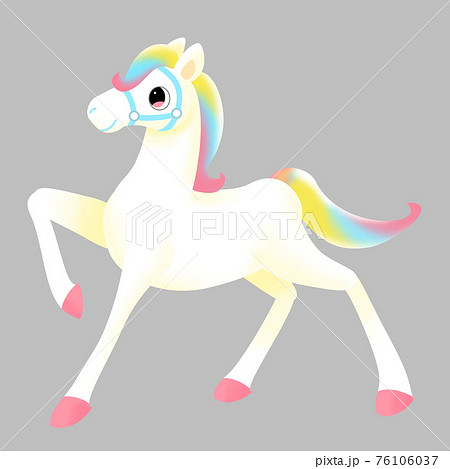 虹色のたてがみの白馬のイラスト素材