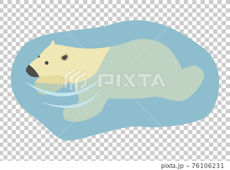 泳いでいるシロクマのイラストのイラスト素材