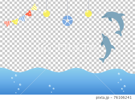 イルカショーのイラスト フレーム イルカショーのイラスト フレーム 76106241